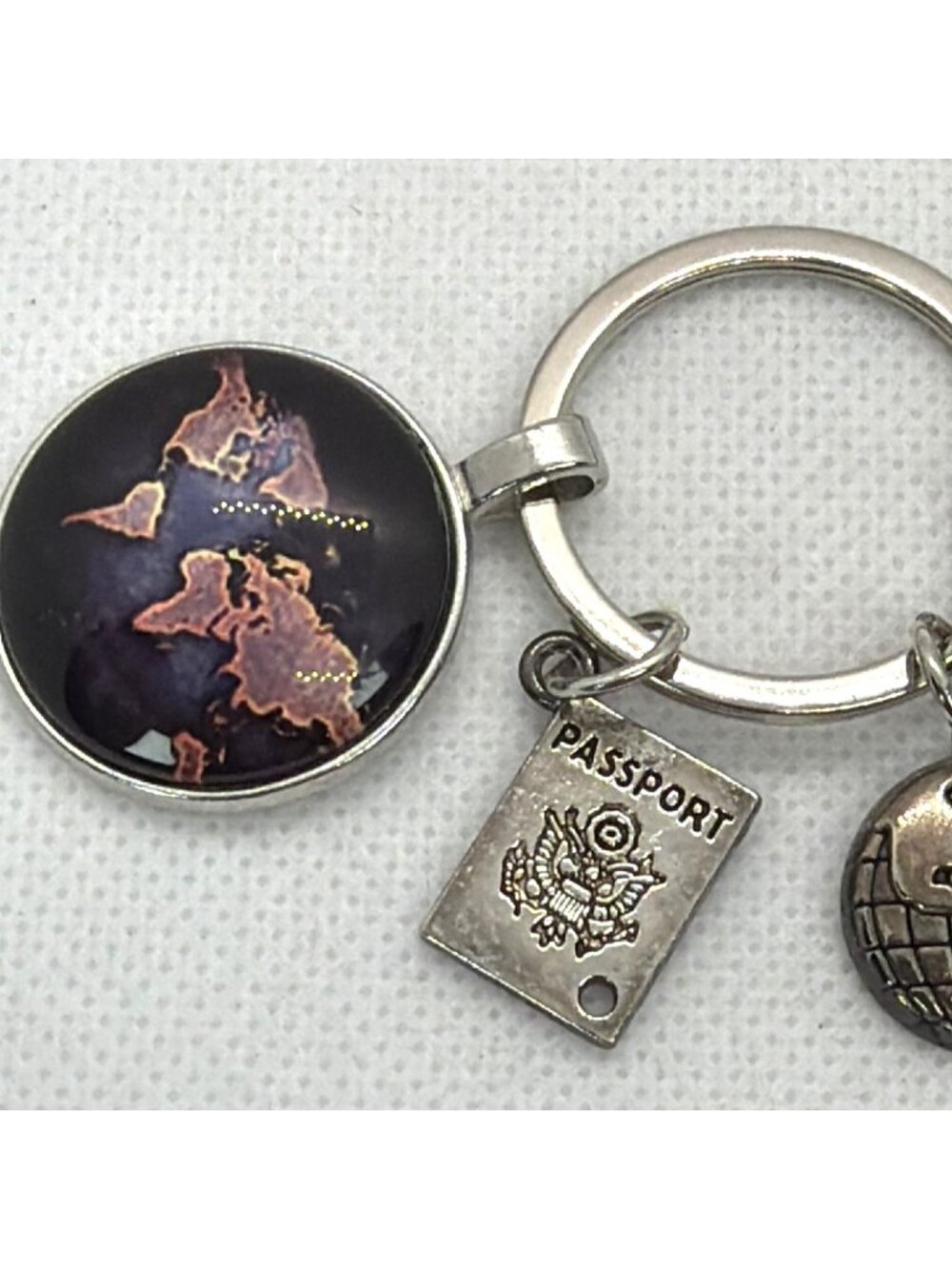 Traveler Keychain World Map Globe Airplane Passport Pilot Flight Attendant Gift - Picture 4 of 9